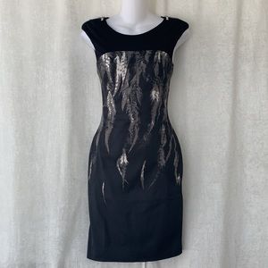 Karen Millen Black Cocktail Dress Feather Design